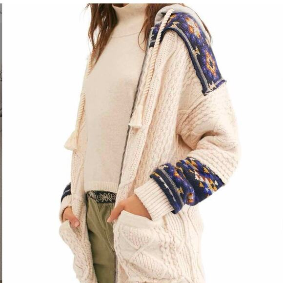 Free People Capture The Moment Confetti Hooded Zip Up Cardigan Coat Womens z S - Picture 1 of 14